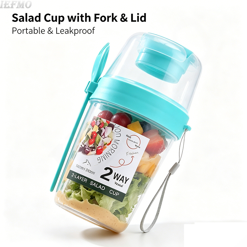 Meal Prep Yogurt Cups - On-the-Go Salad Bowl Set with Built-In