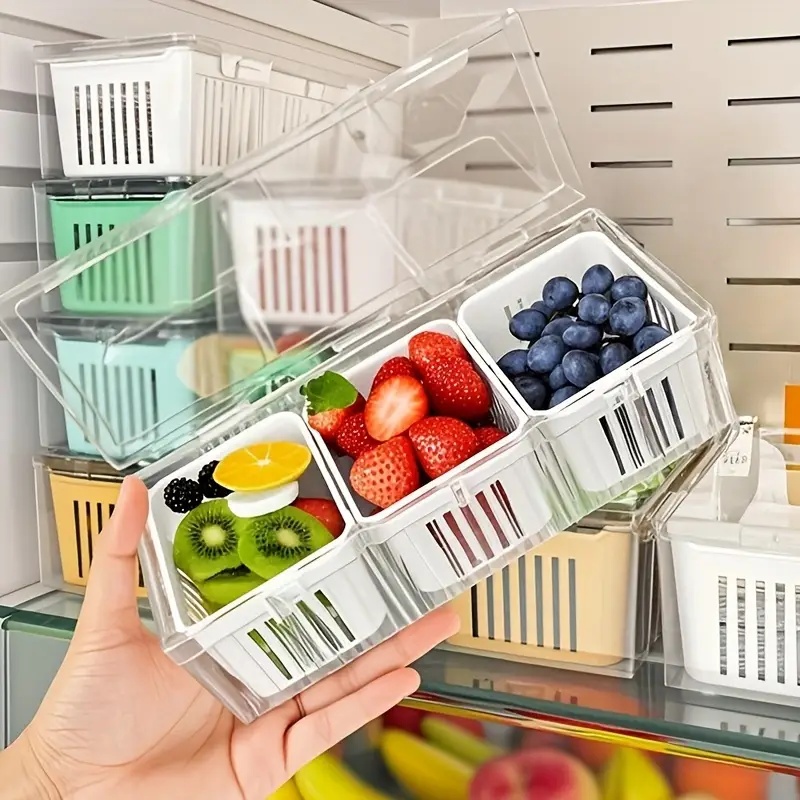 Salad Container Jar - Compartment Food Storage Containers, Square Transparent