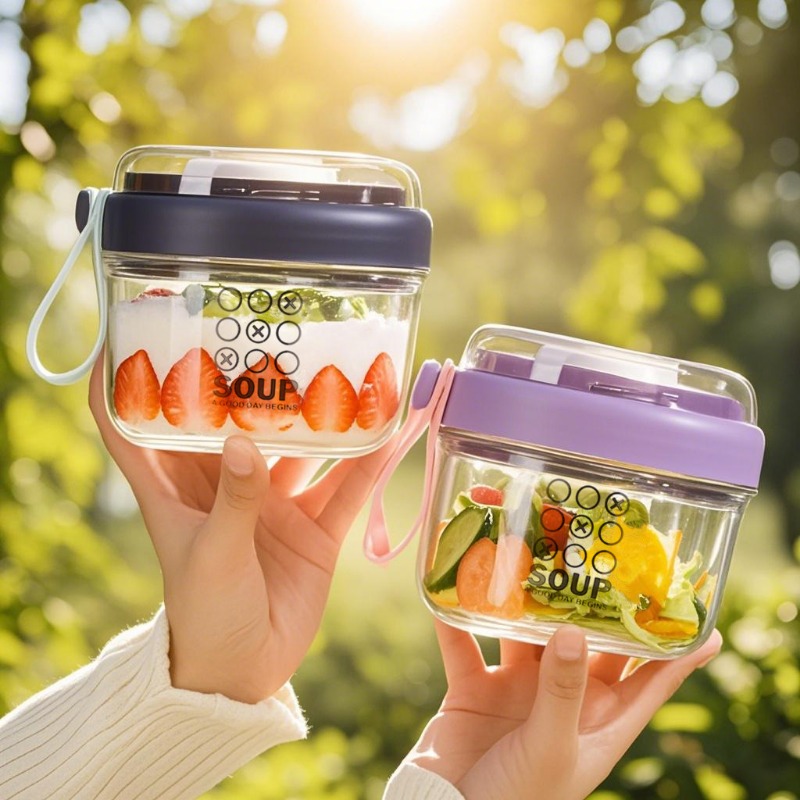 Salad Container Jar - Salad Cup Double Layer Oatmeal Cup
