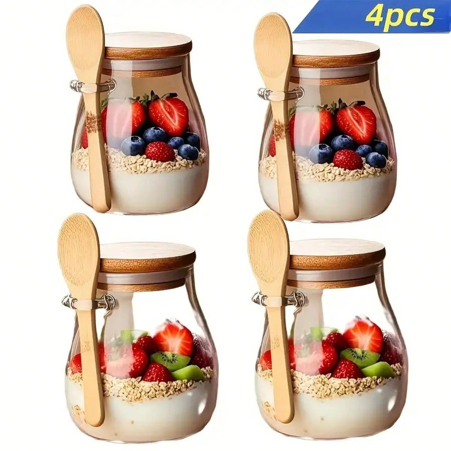 Meal Prep Yogurt Parfait - 4 Pack Overnight Oats Containers Modern