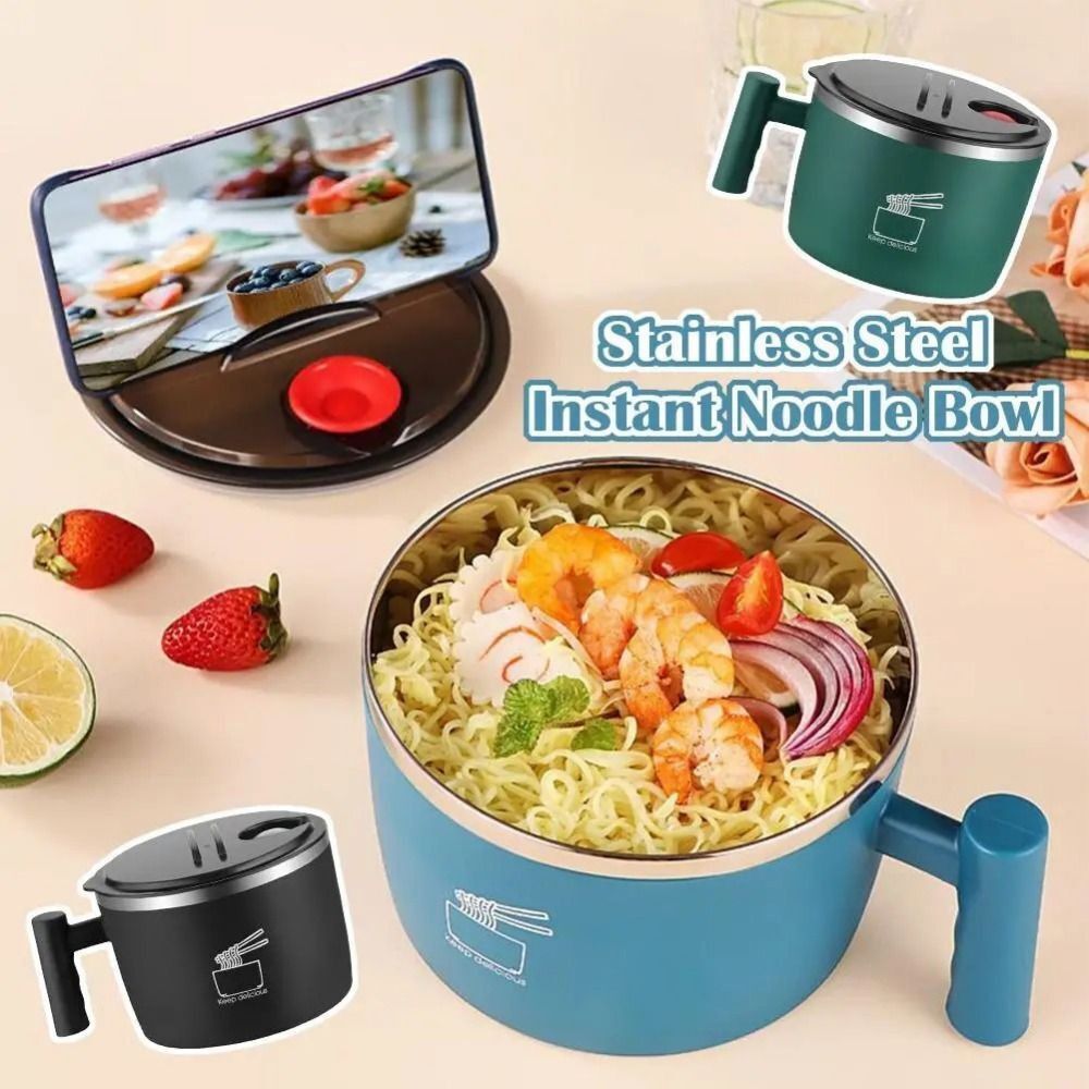 Salad Container Jar - Portable Stainless Steel Ramen Bowl Leakproof