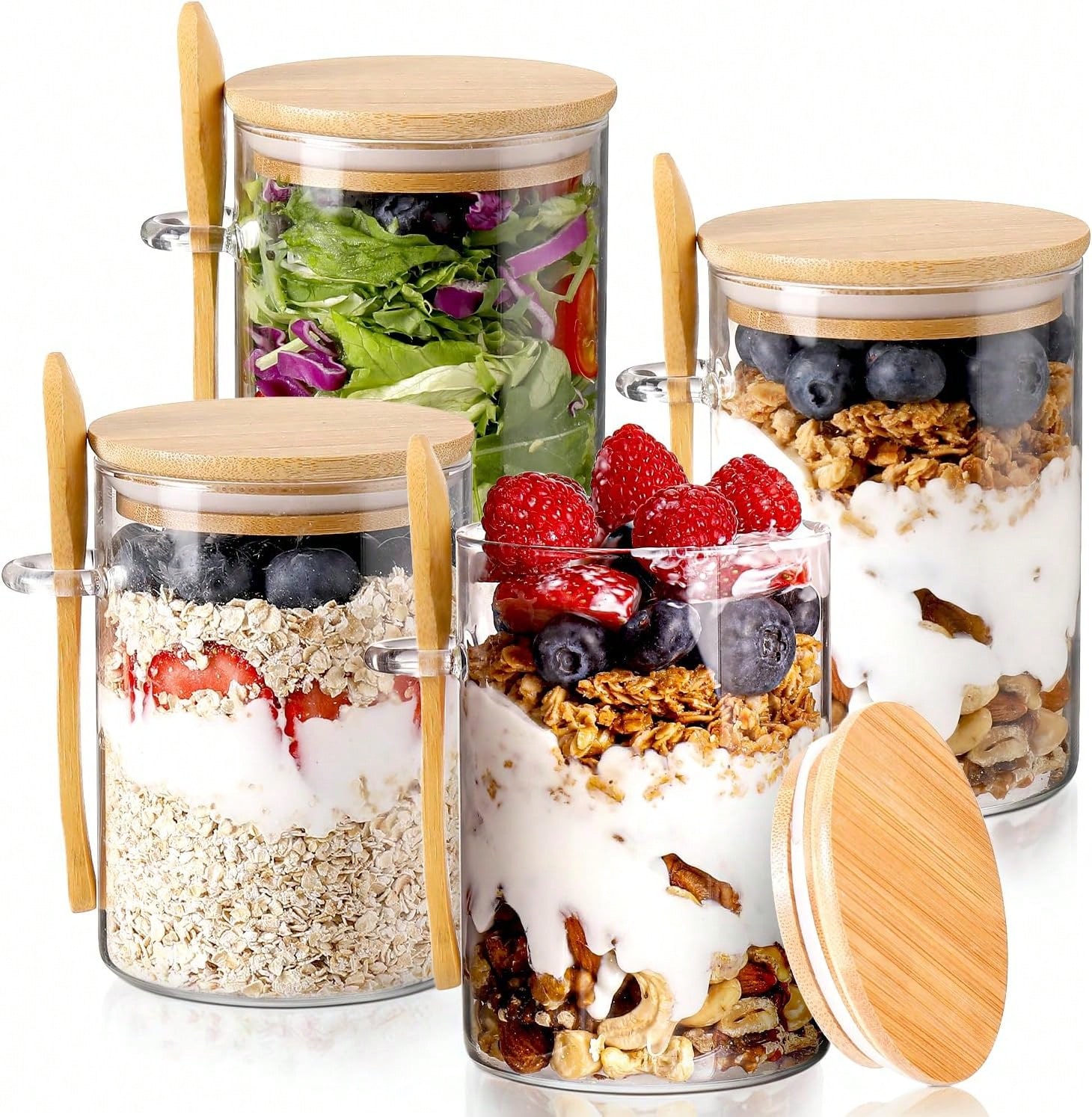4 Pack Overnight Oats Jars Mod - Meal Prep Yogurt Parfait review and price