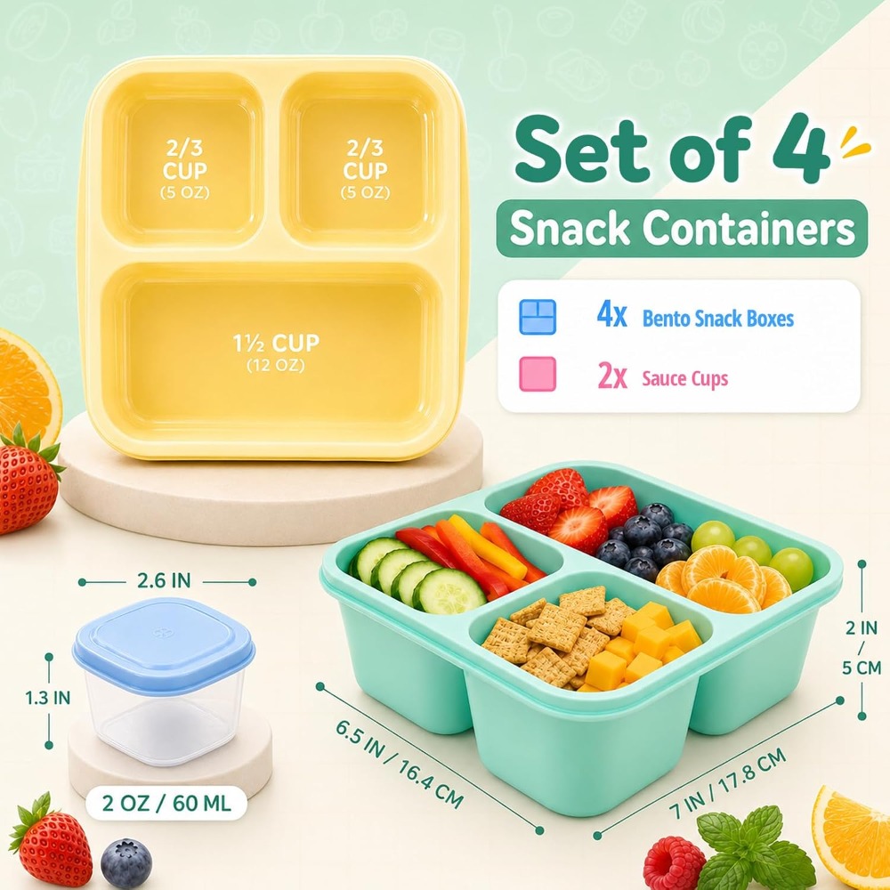 3 Compartment Bento Box Snack  - Meal Prep Healthy review and price