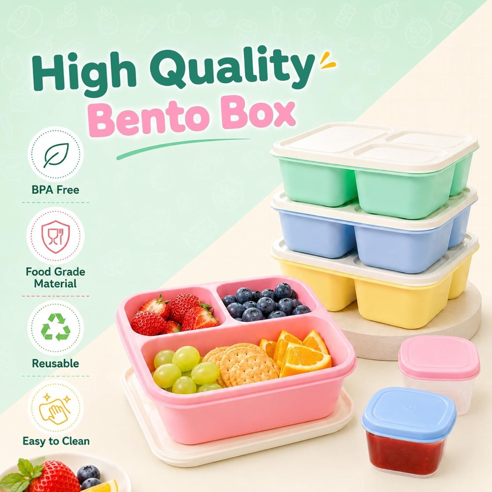 3 Compartment Bento Box Snack  - Meal Prep Healthy review and price